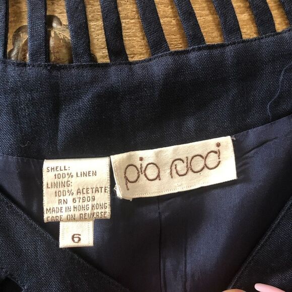 Pia Rucci navy blue 100% linen skirt set . Size 6 - Picture 6 of 6